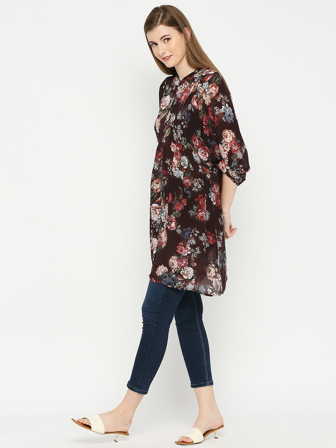 Maroon Flower Printed Top
