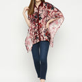 Pink & Maroon Flower Printed Kaftan Shirt