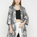 Ikkat Printed Silver Metallic Short Kimono