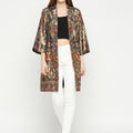 Metallic Ikkat Printed Gold Kimono