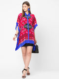 Pink & Blue Kilim Printed Shirt Style Kaftan Tunic