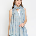 Brocade Flower Design Ice Blue Wrap