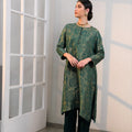 Green Rose & Petal Design Brocade Kurta