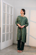 Green Rose & Petal Design Brocade Kurta