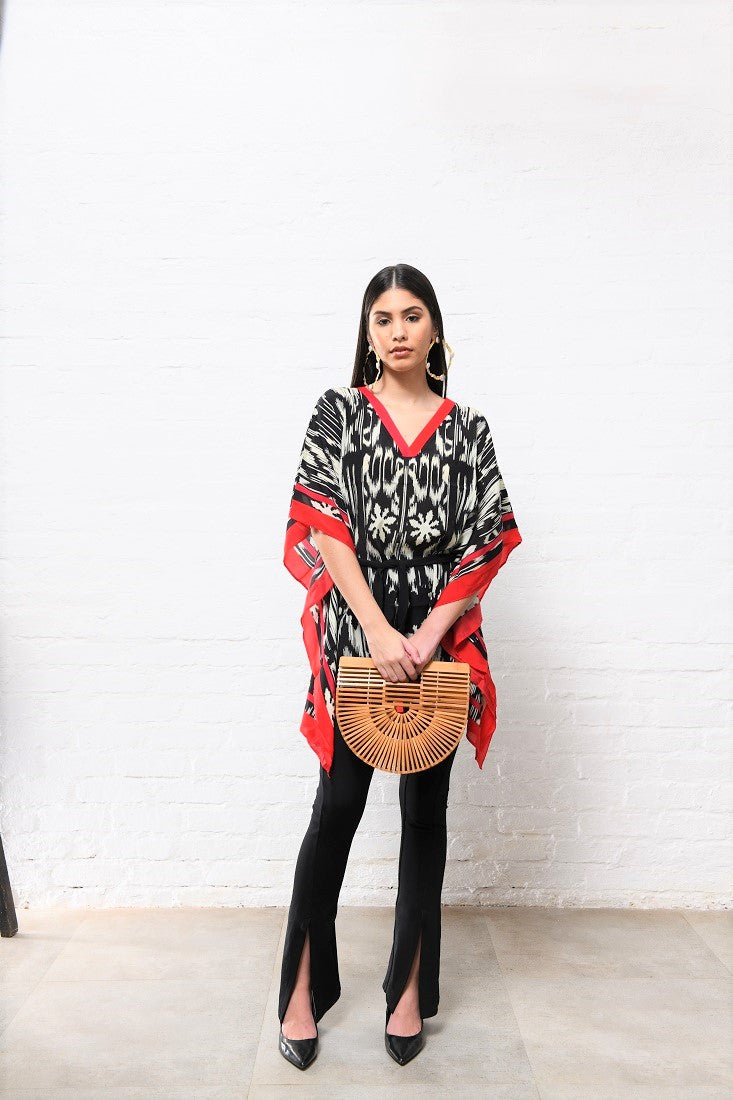 Ikat Printed Short Kaftan Top