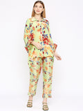 Green Floral Co-Ord Set with Brocade Pant