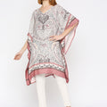Grey Paisley Printed Linen Kaftan