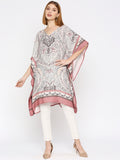 Grey Paisley Printed Linen Kaftan