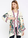 Off-White Flower Printed Modal Kimono