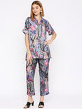 Grey Flower & Leaf Printed Co-Ord Set