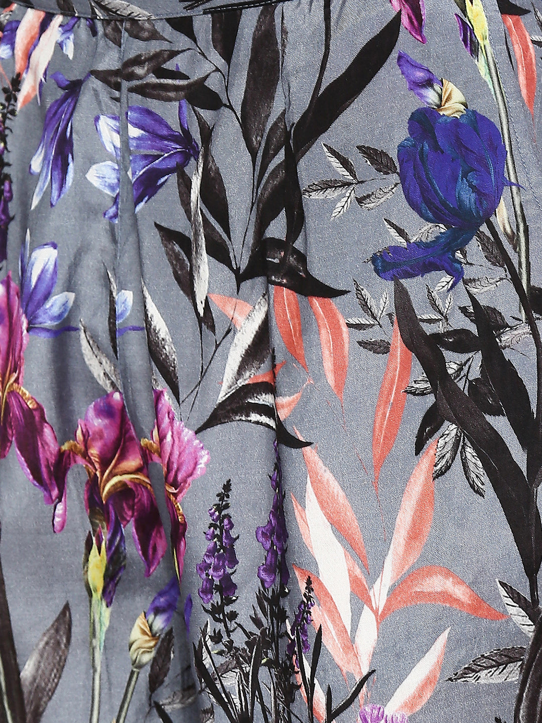 Grey Flower & Leaf Printed Co-Ord Set