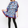 Blue Flower Printed Drawstring Kaftan