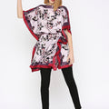 Flower Printed Mauve Drawstring Kaftan