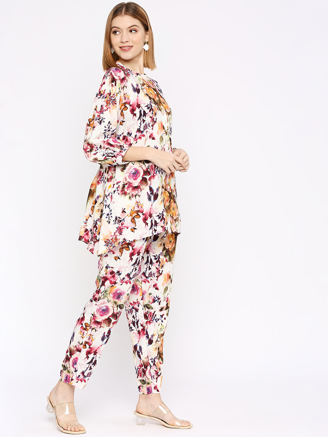 Off-White Flower Printed Co-Ord Set