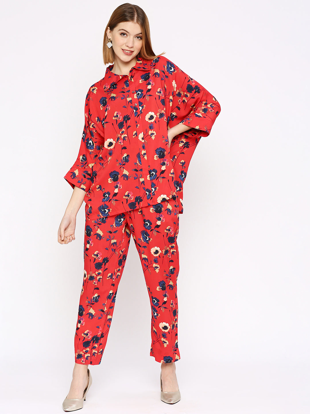 Red Flower Printed Co-ord Set