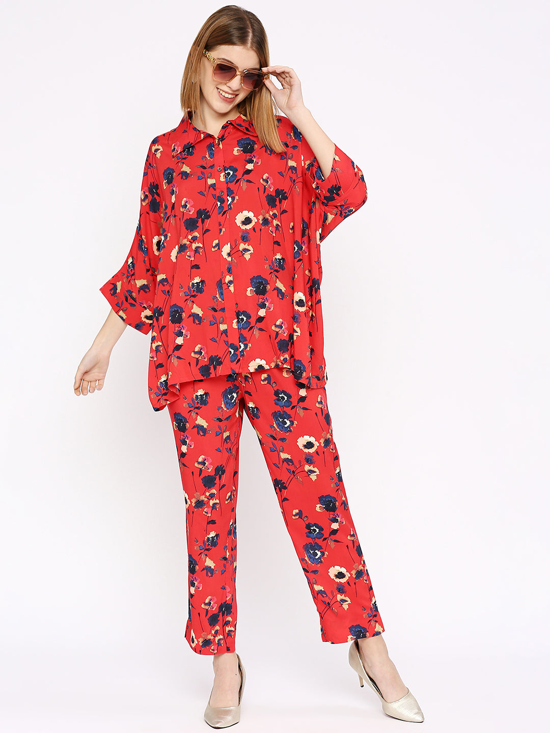 Red Flower Printed Co-ord Set