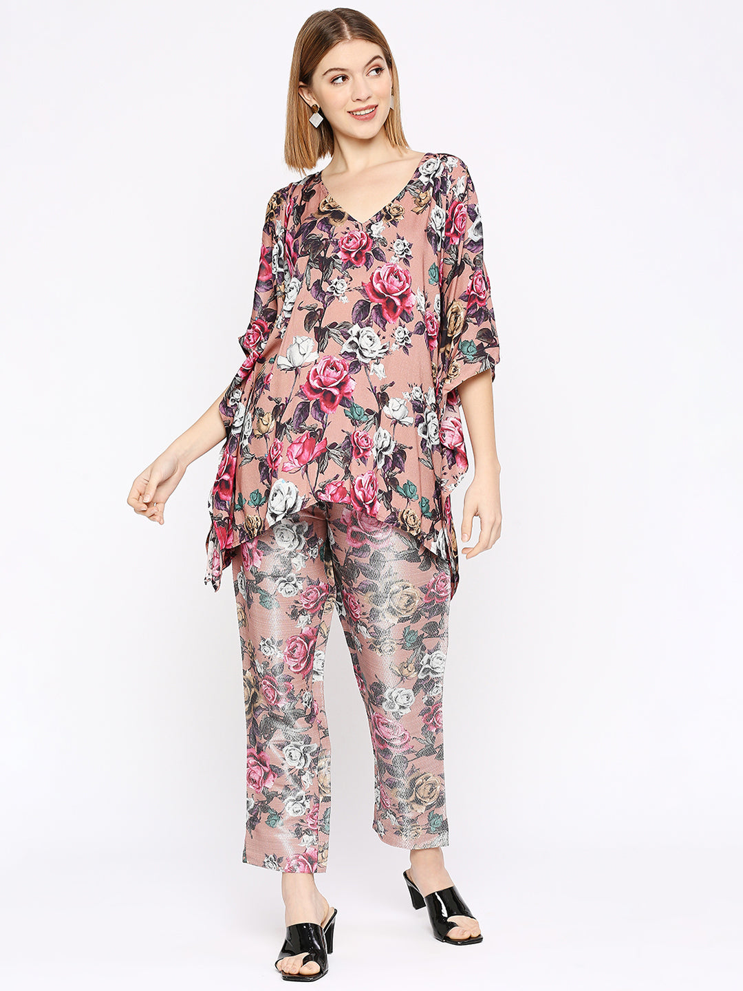 Pink Co-Ord Set With Brocade Pant