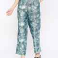 Teal Floral Printed Brocade Pant