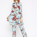Viscose Floral Printed Blue Co-Ord Set