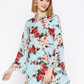 Viscose Floral Printed Blue Shirt Top
