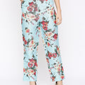 Light Blue Floral Printed Brocade Pant