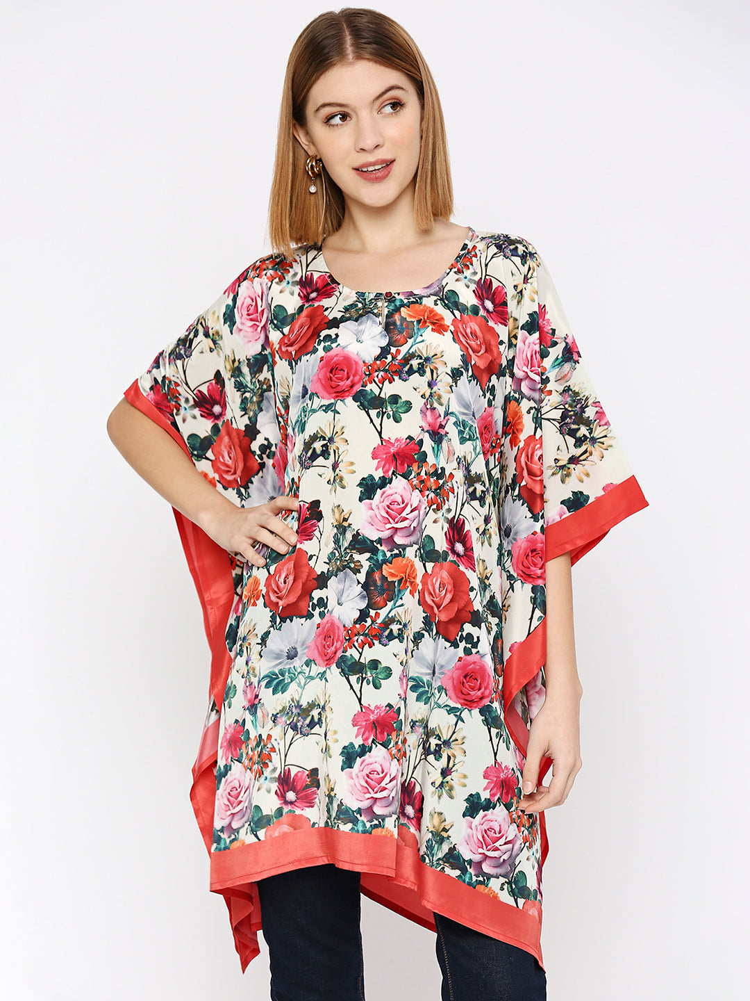 Off-White Multicolored Floral Kaftan