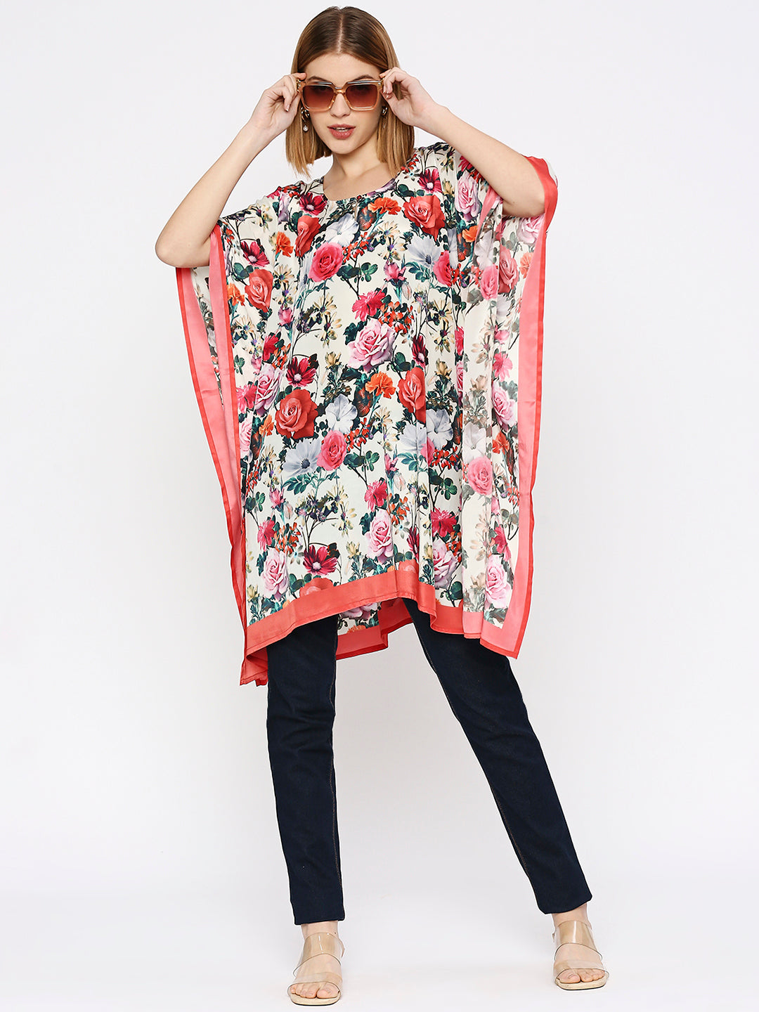 Off-White Multicolored Floral Kaftan