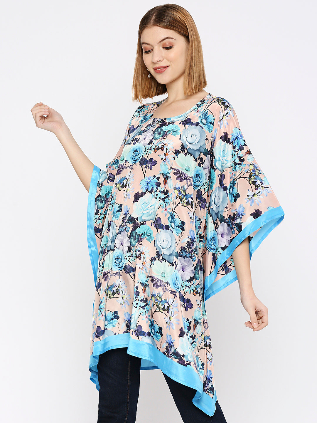 Peach Multicolored Floral Kaftan
