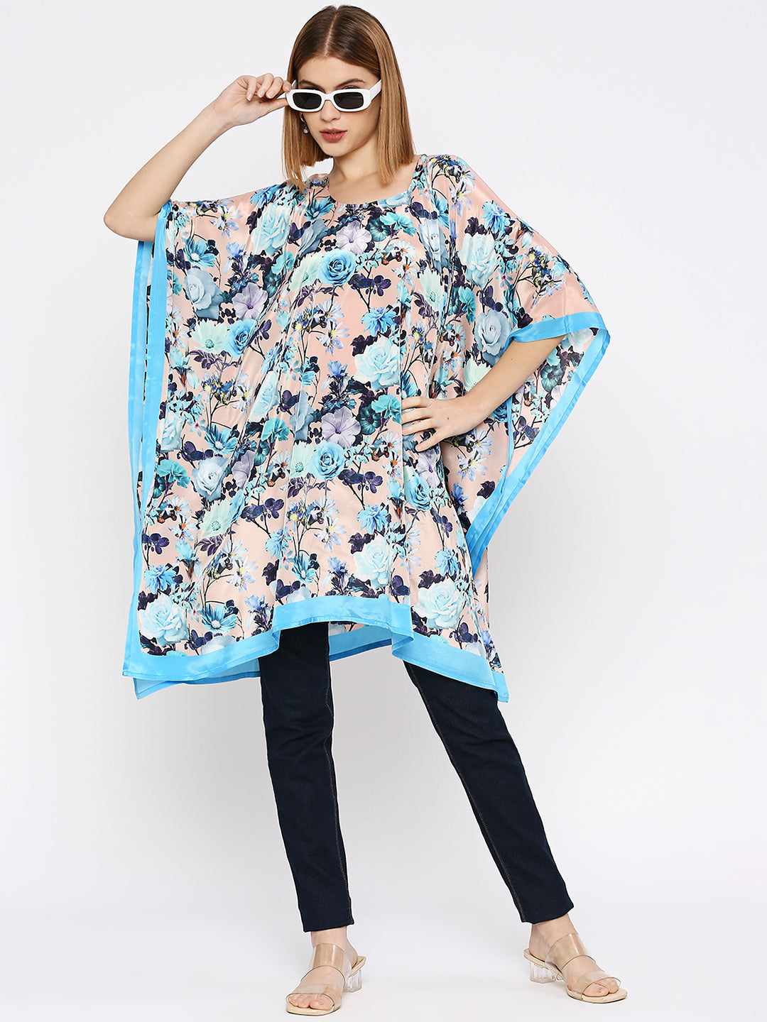 Peach Multicolored Floral Kaftan