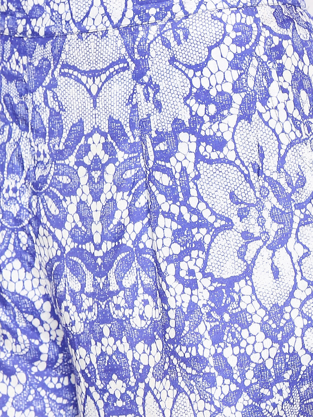 Royal Blue Lace Printed Co-ord Set