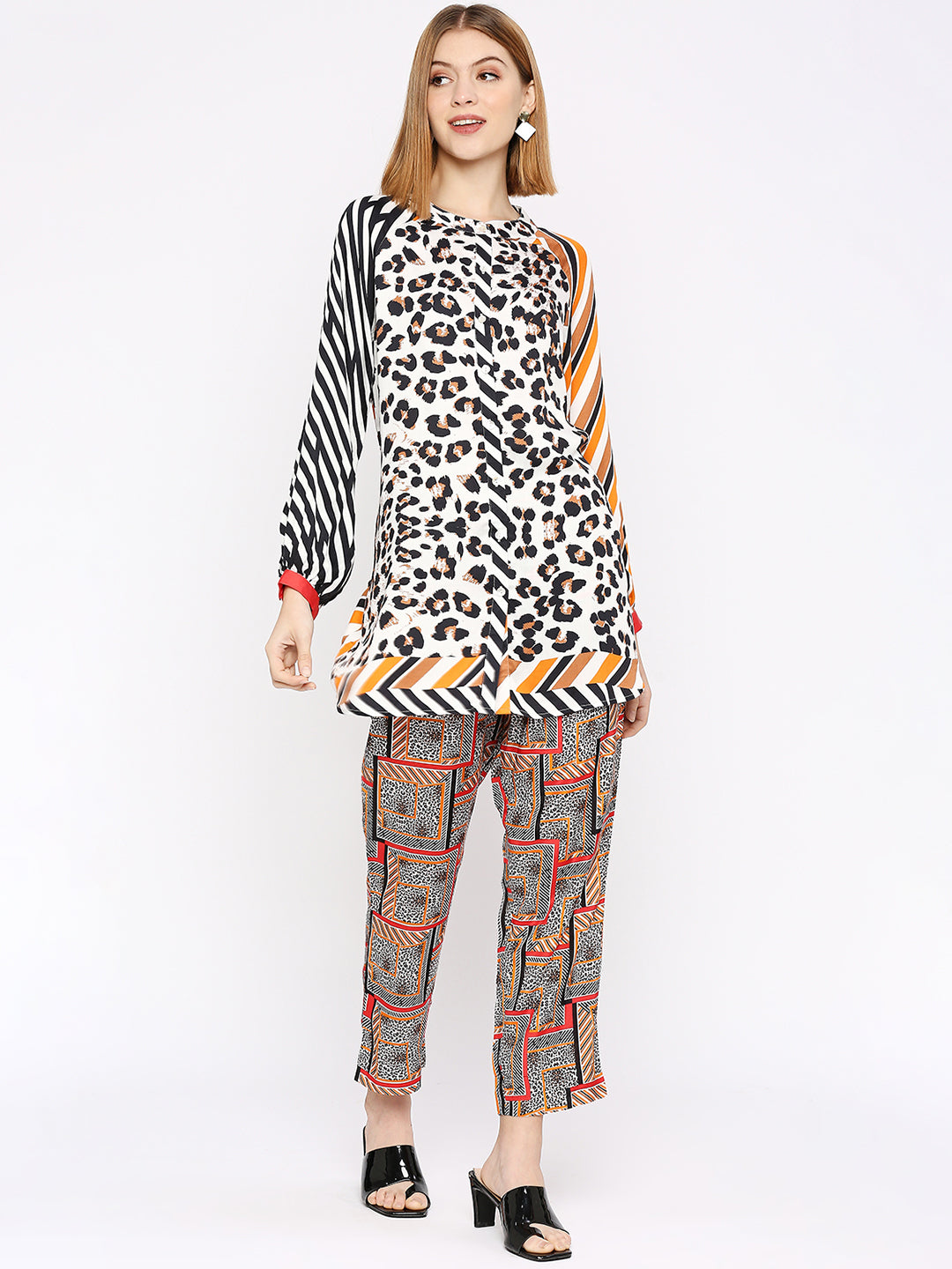 Animal With Geometric Printed Multicoloured Co-ord Set