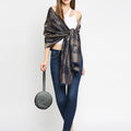 Brocade Floral Design Navy Blue Wrap
