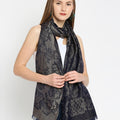 Brocade Ornamental Designed Navy Blue Wrap