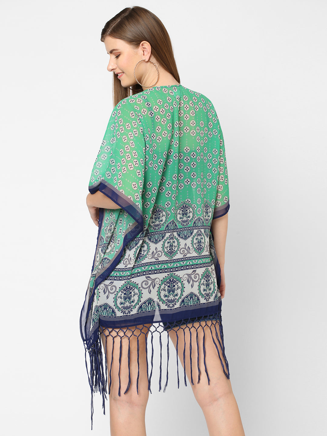 Green Geometric Printed Cover up