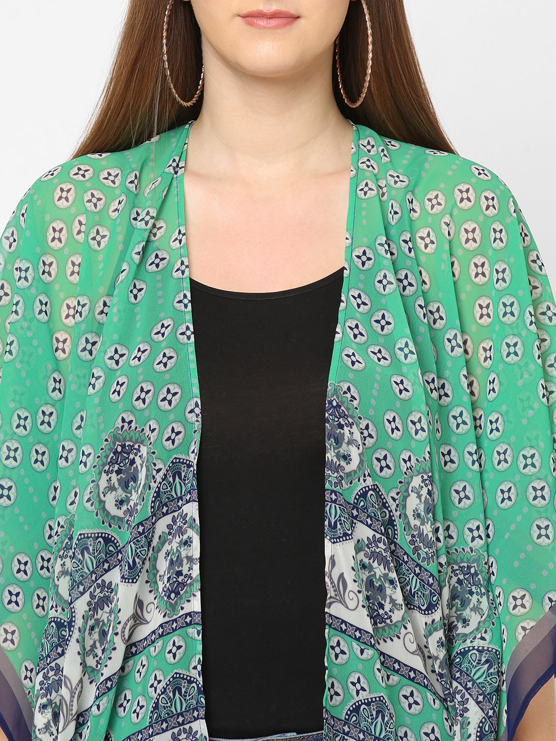 Green Geometric Printed Cover up