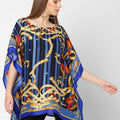 Chains & Belts Printed Blue Poncho Top
