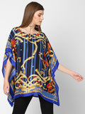 Chains & Belts Printed Blue Poncho Top