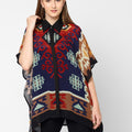 Blue & Red Kilim Printed Shirt Style Kaftan