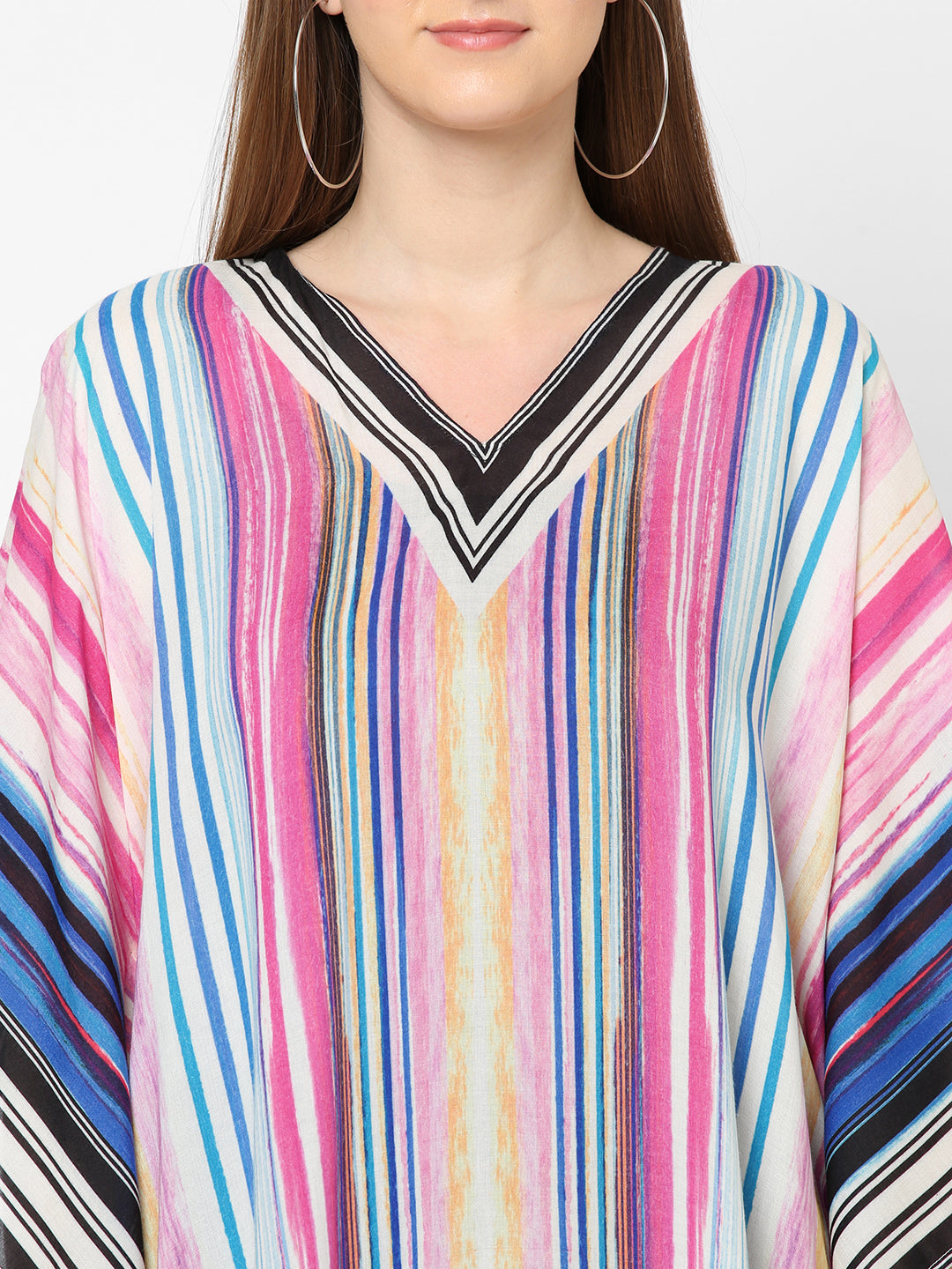 Multicoloured Striped Kaftan Top