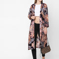 Placed Large Paisley Printed Long Jacket
