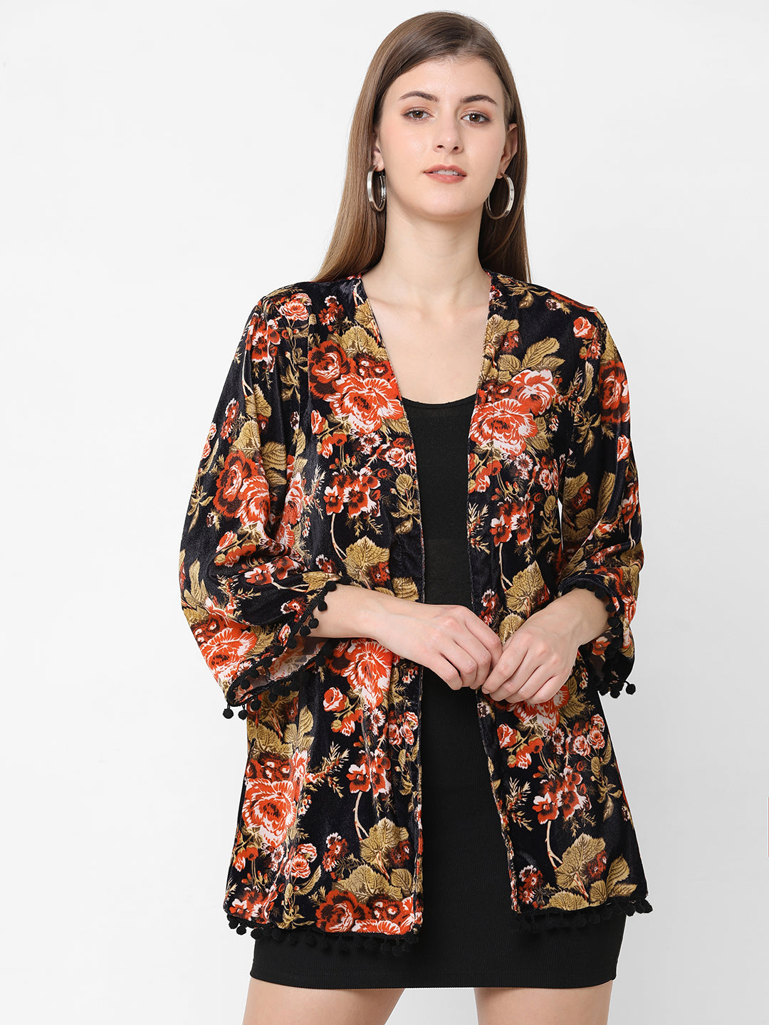 Rich Winter Flower Velvet Shrug