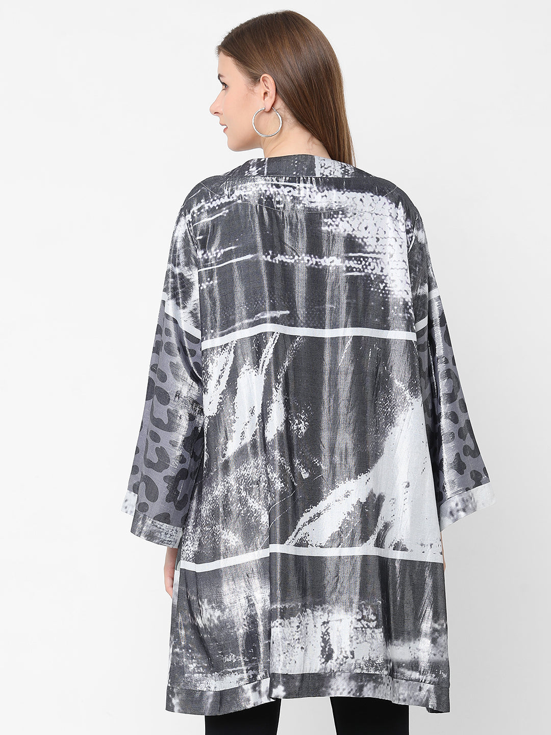 Silver Viscose Metallic Kimono