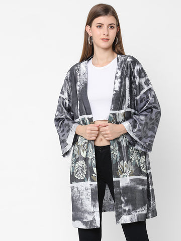 Silver Viscose Metallic Kimono