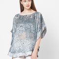 Grey Floral Printed Velvet Kaftan Top