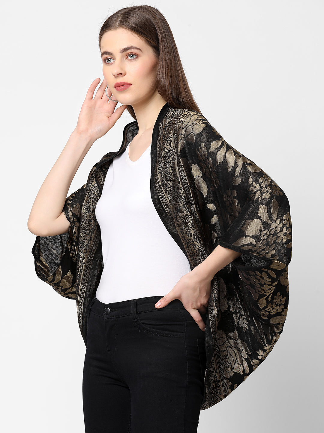 Brocade Floral Patterned Shrug