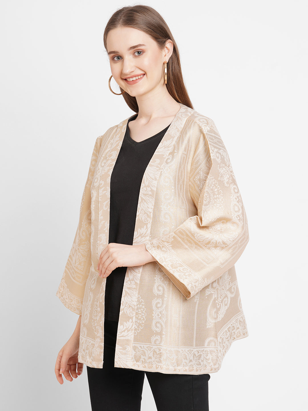 White Brocade Roman Jacket
