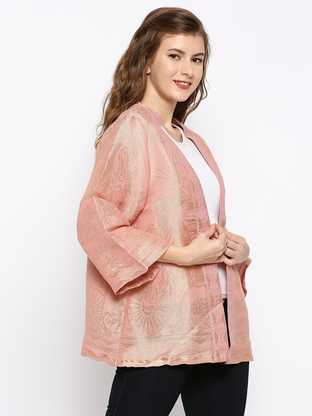 Pink Brocade Horse Pattern Jacket