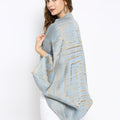 Brocade Floral Pattern Blue Shrug