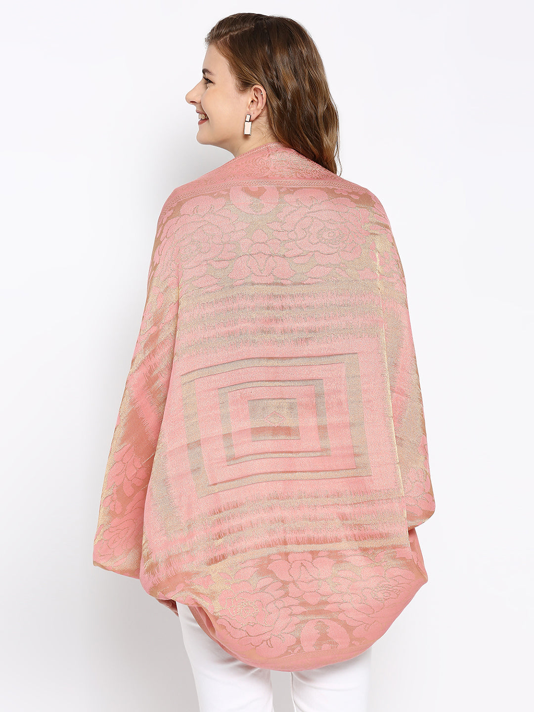 Brocade Floral Pattern Pink Shrug