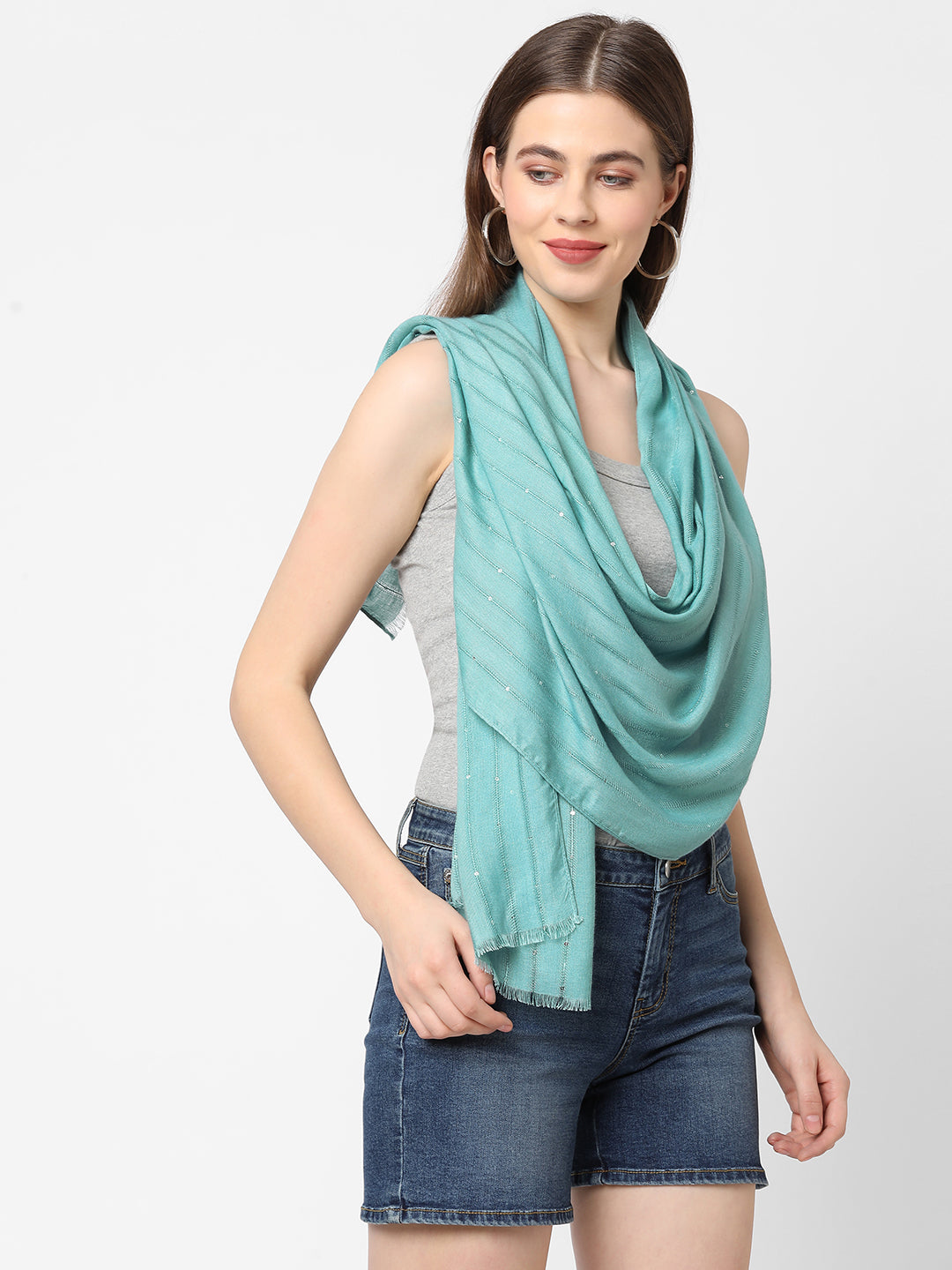 Sea Green Sequins Scarf